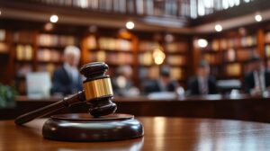 A group of lawyers discussing legal cases over a round table in a law office.