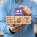 TAX BENEFITS. Concept of business, finance and tax. Time to pay tax in year. Planning budget.