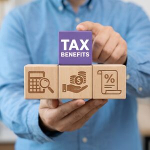 TAX BENEFITS. Concept of business, finance and tax. Time to pay tax in year. Planning budget.