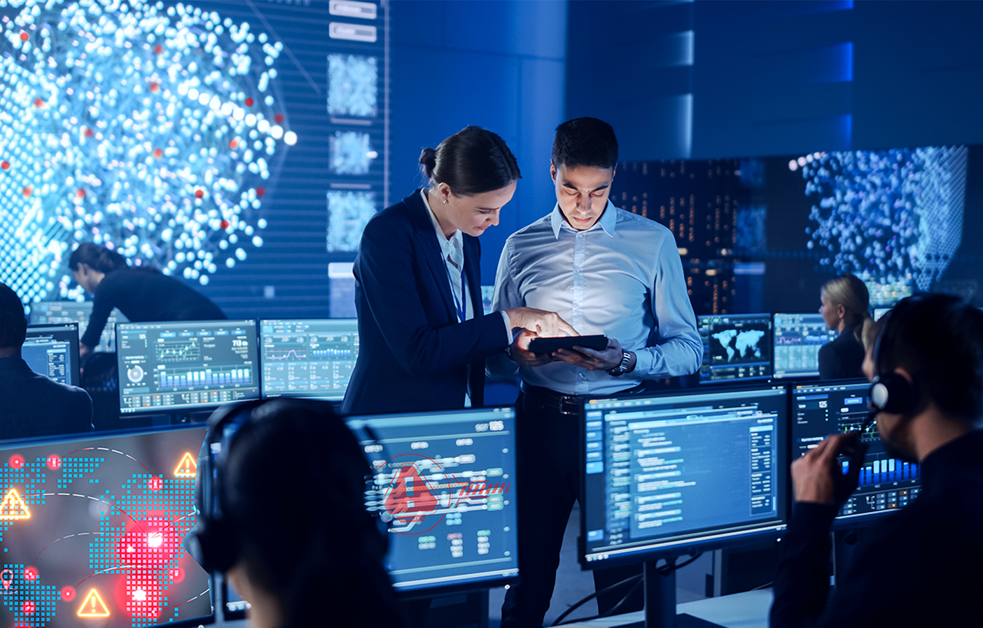 business leaders analyzing cybersecurity risk