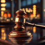 Judge's Gavel. Wooden gavel on a wooden background.