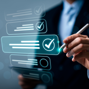 businessman using a digital checklist
