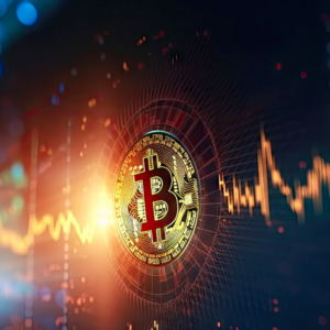bitcoin mining, trading chart, cryptocurrency illustration