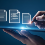 a person digitally signing a form or contract.