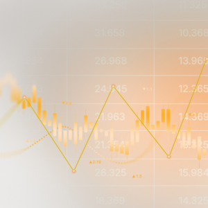 Financial market chart with candlestick data, price trends, analytics and investment growth concept.
