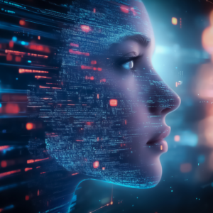 A business professional using an artificial intelligence interface, representing the innovation and impact of AI technology in reshaping industries and decision-making