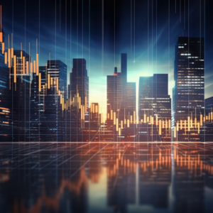 Business and technology concept. Stock chart. Financial technology. Fintech.