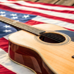 guitar on american flag