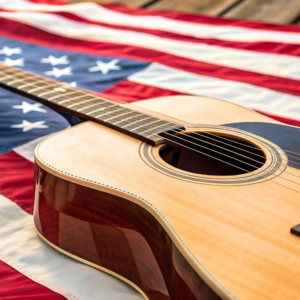 guitar on american flag